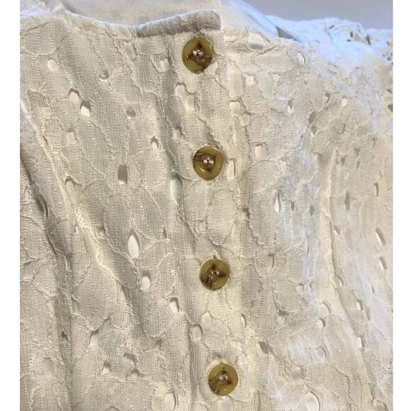 Speechless White Eyelet Lace Mini Dress, Puffy Sleeves, S - Picture 4 of 12